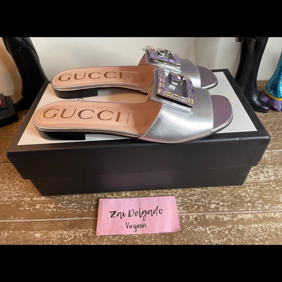 ♥️SOLD♥️ Gucci Crystal Square Sandals - Picture 4 of 11